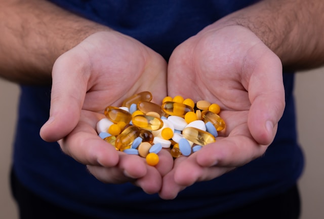 Cápsulas de suplementos alimentares